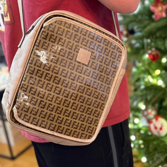 Fendi Brown and Beige FF Logo Crossbody Bag - Picture 3 of 16